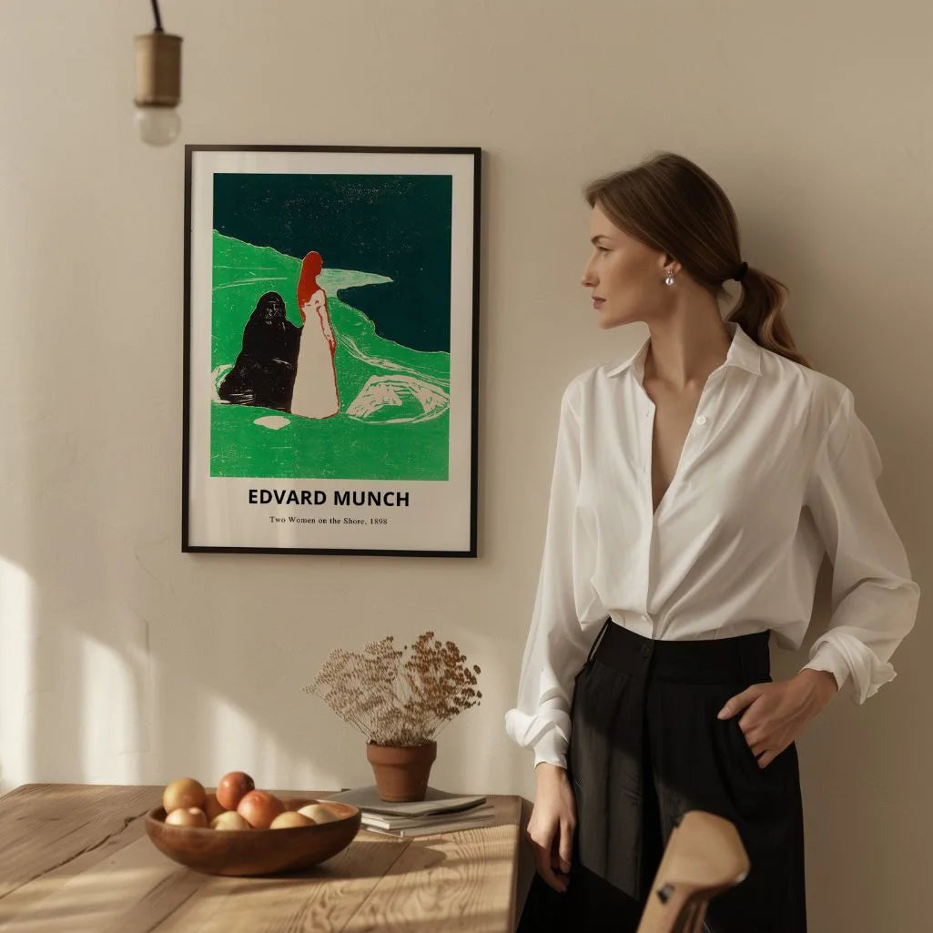 Plakat Edvarda Muncha – Dwie kobiety na brzegu, 1898