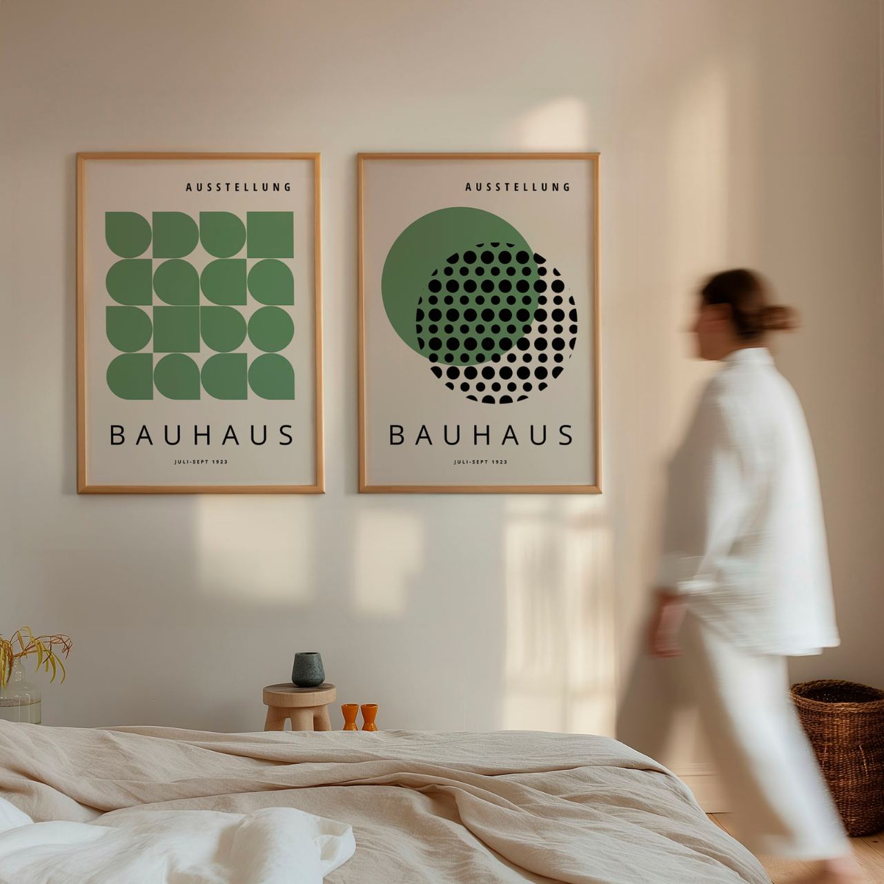 Bauhaus Zielona geometria – Zestaw 2 plakatów