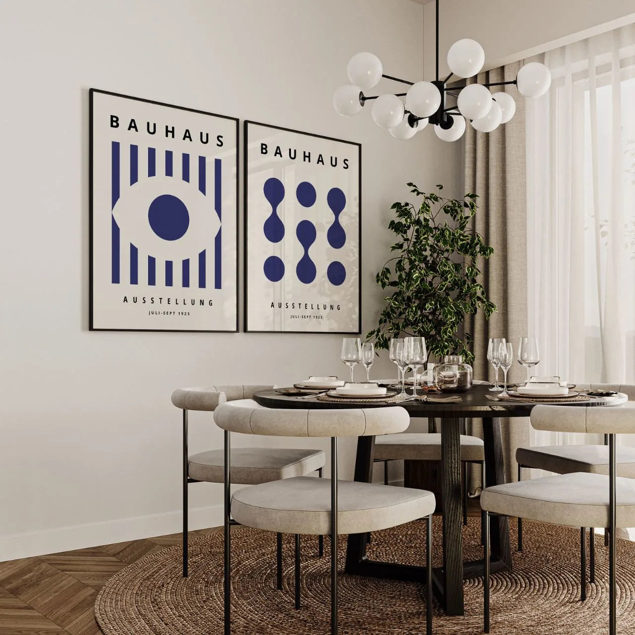 Zestaw 2 Plakatów Bauhaus Granatowy 