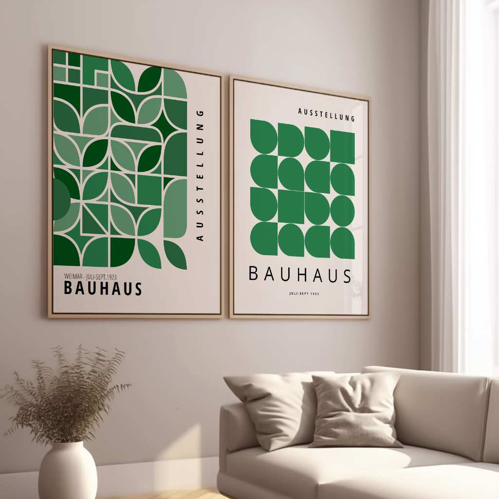 Green Bauhaus Poster Set of 2