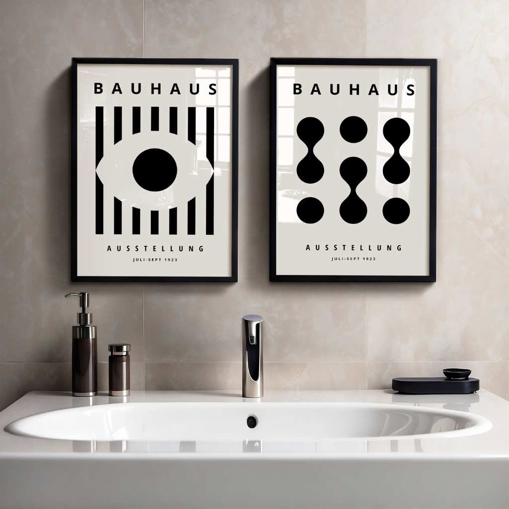 Bauhaus Czerń Beż Kontrast – Zestaw 2 plakatów