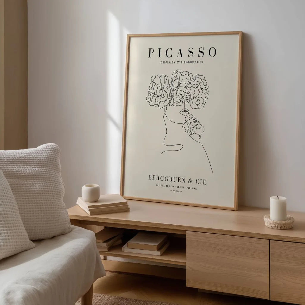 Plakat inspirowany twórczością Pablo Picasso – Liniowe kwiaty
