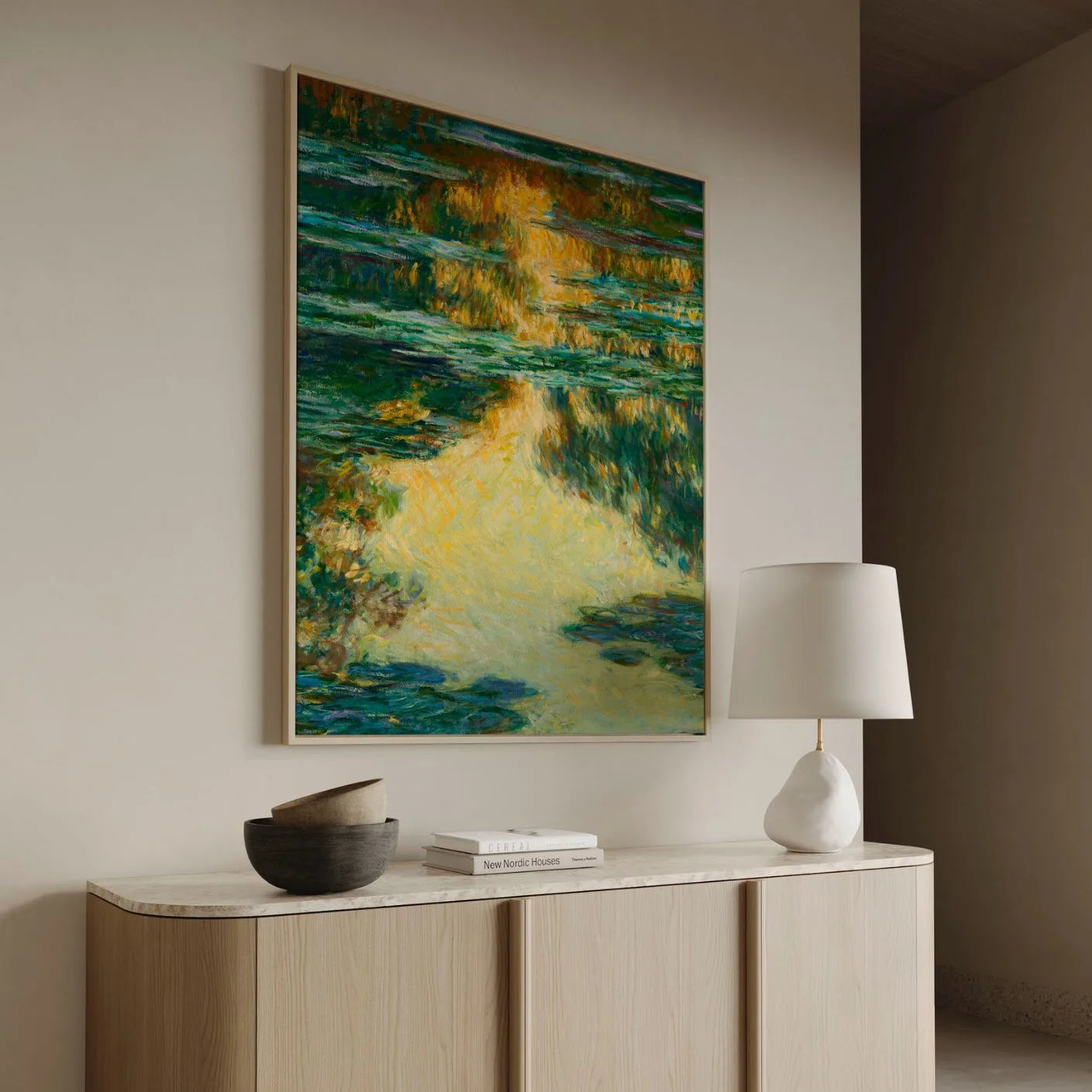 Obraz na płótnie w ramii – Claude Monet „Lilie wodne”, 1907