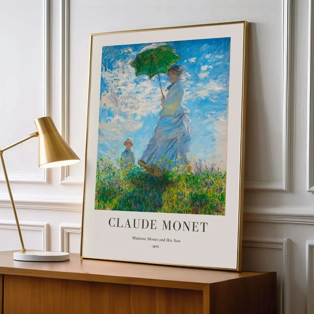Claude Monet – Madame Monet z Parasolką Plakat 1875