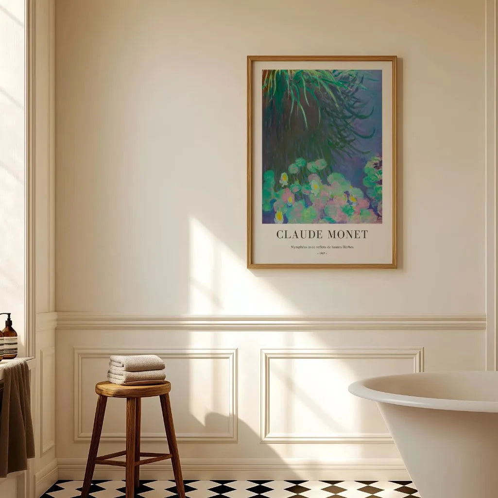 Claude Monet – Nenufary z odbiciami wysokich traw Plakat