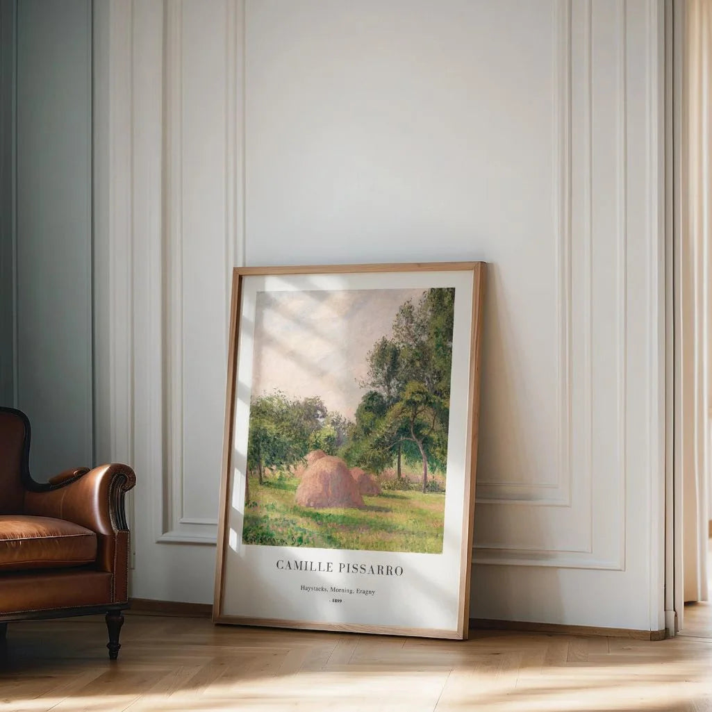 Camille Pissarro Plakat – Stogi siana, poranek, Eragny (1899) | Plakat Portretowy