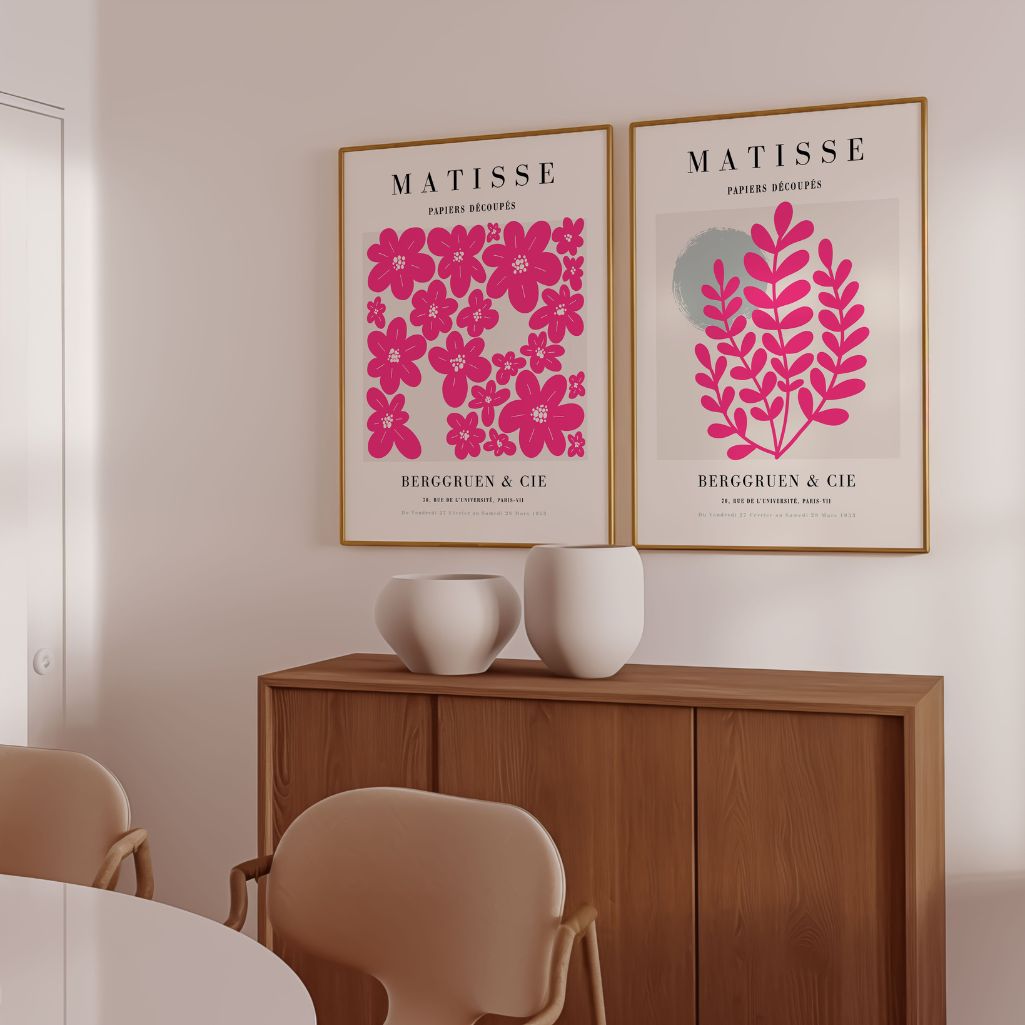 Henri Matisse Pink Floral Forms Poster Set of 2