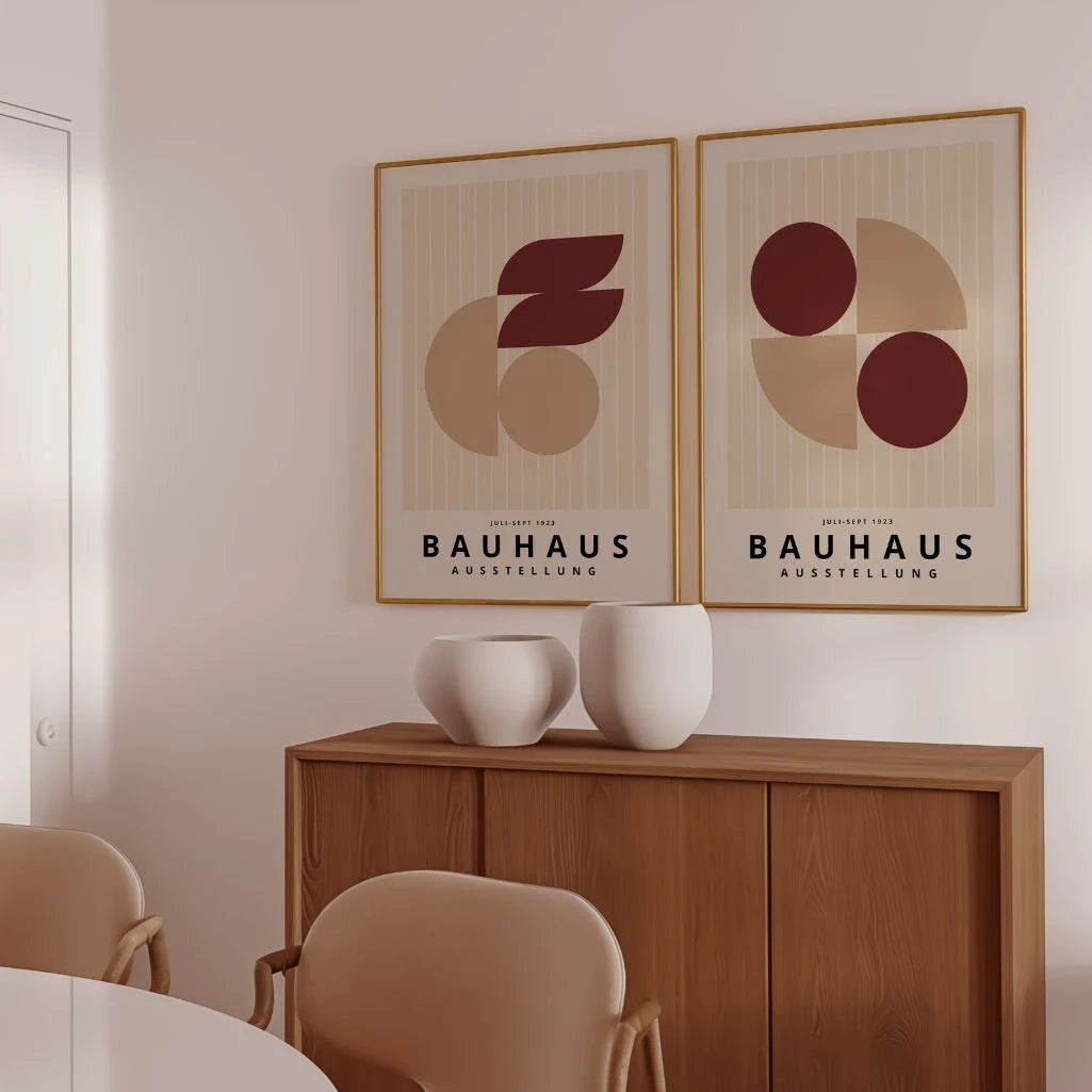 Bauhaus Burgund-Beż – Zestaw 2 plakatów