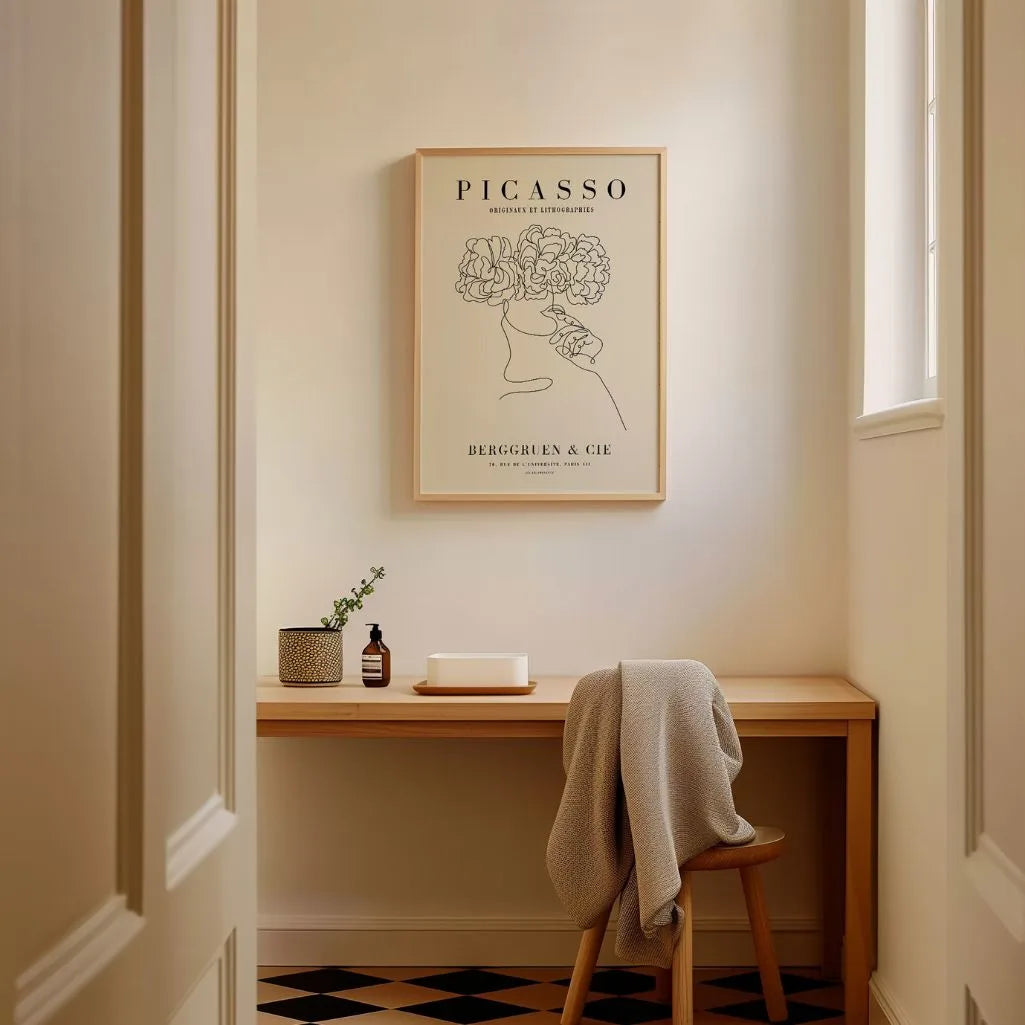 Plakat inspirowany twórczością Pablo Picasso – Liniowe kwiaty