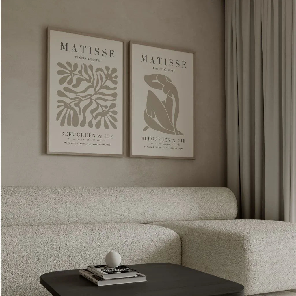 Zestaw 2 Plakatów Matisse – Beżowe Abstrakcyjne Wycinanki 