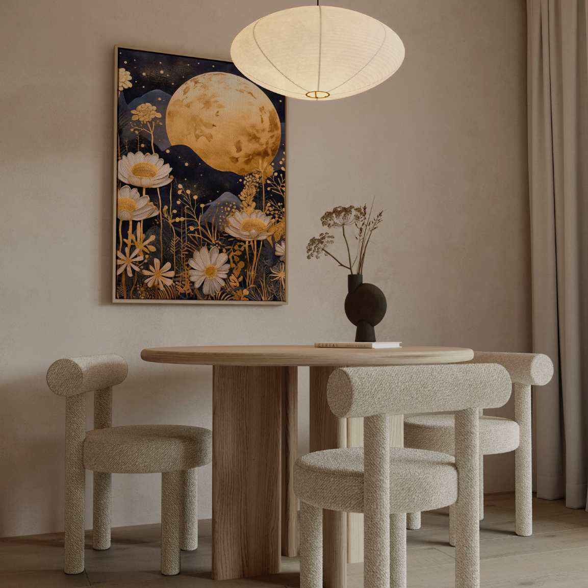 Obraz na płótnie w ramie - Japoński ogród księżycowy