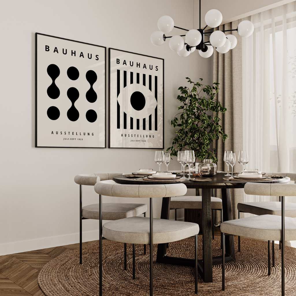 Bauhaus Czerń Beż Kontrast – Zestaw 2 plakatów