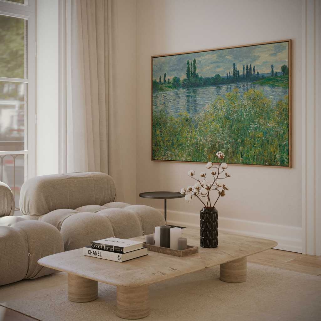 Obraz na płótnie w ramie - Brzegi Sekwany w Vétheuil