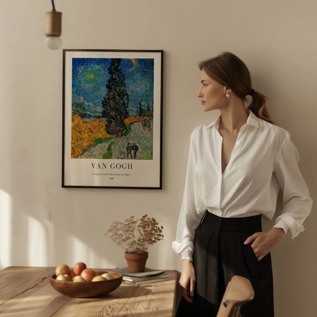 Plakat Van Gogha – Wiejska droga w Prowansji nocą, 1890
