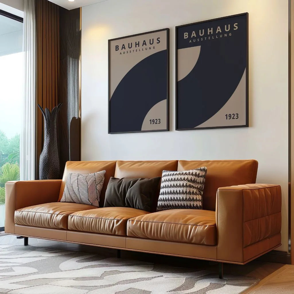 Bauhaus Navy Abstraction Set of 2 Posters