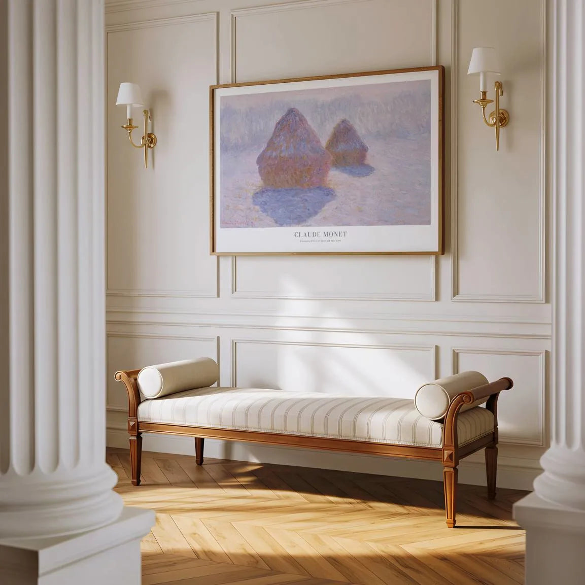 Plakat Claude Monet – Stogi siana, śnieg i słońce