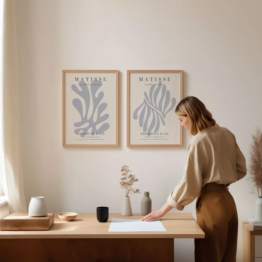 Zestaw 2 Plakatów Matisse – Jasnoniebieska sztuka organiczna