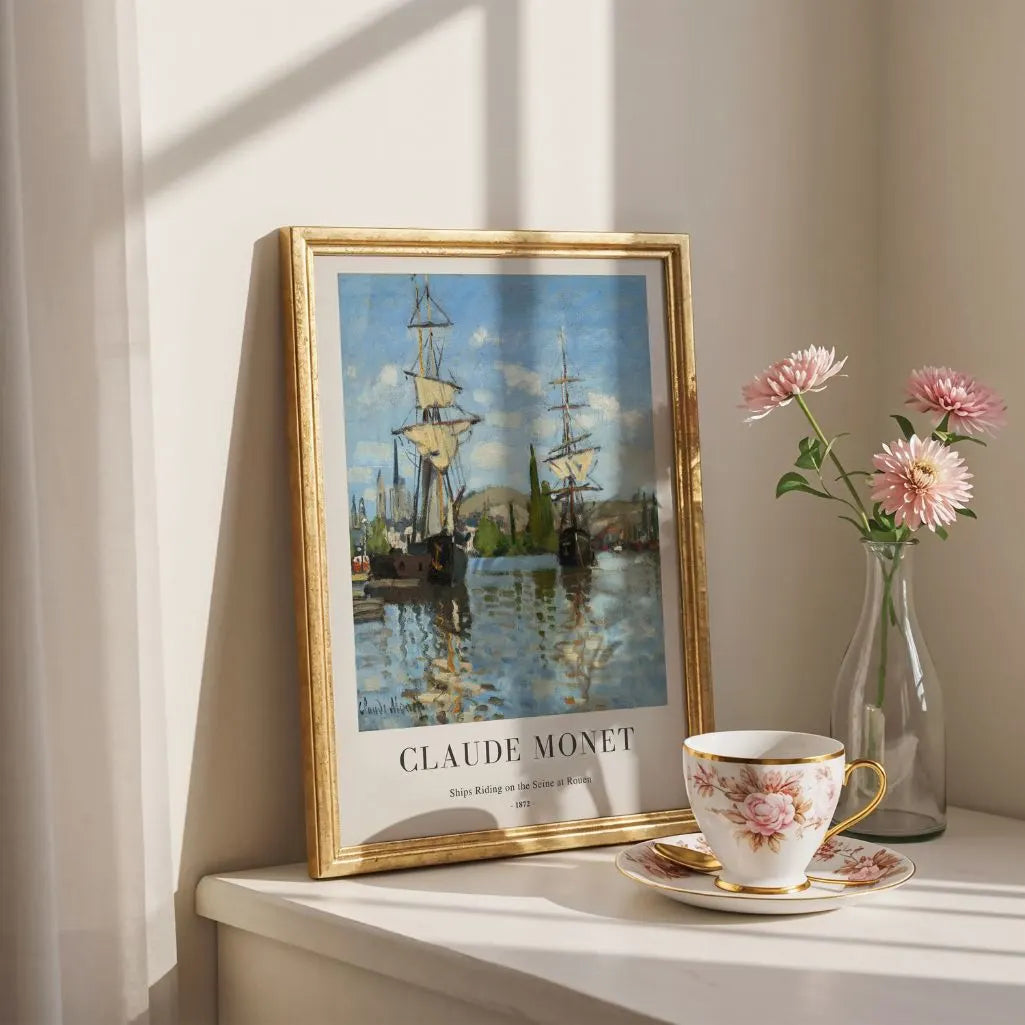 Claude Monet – Statki na Sekwanie w Rouen Plakat