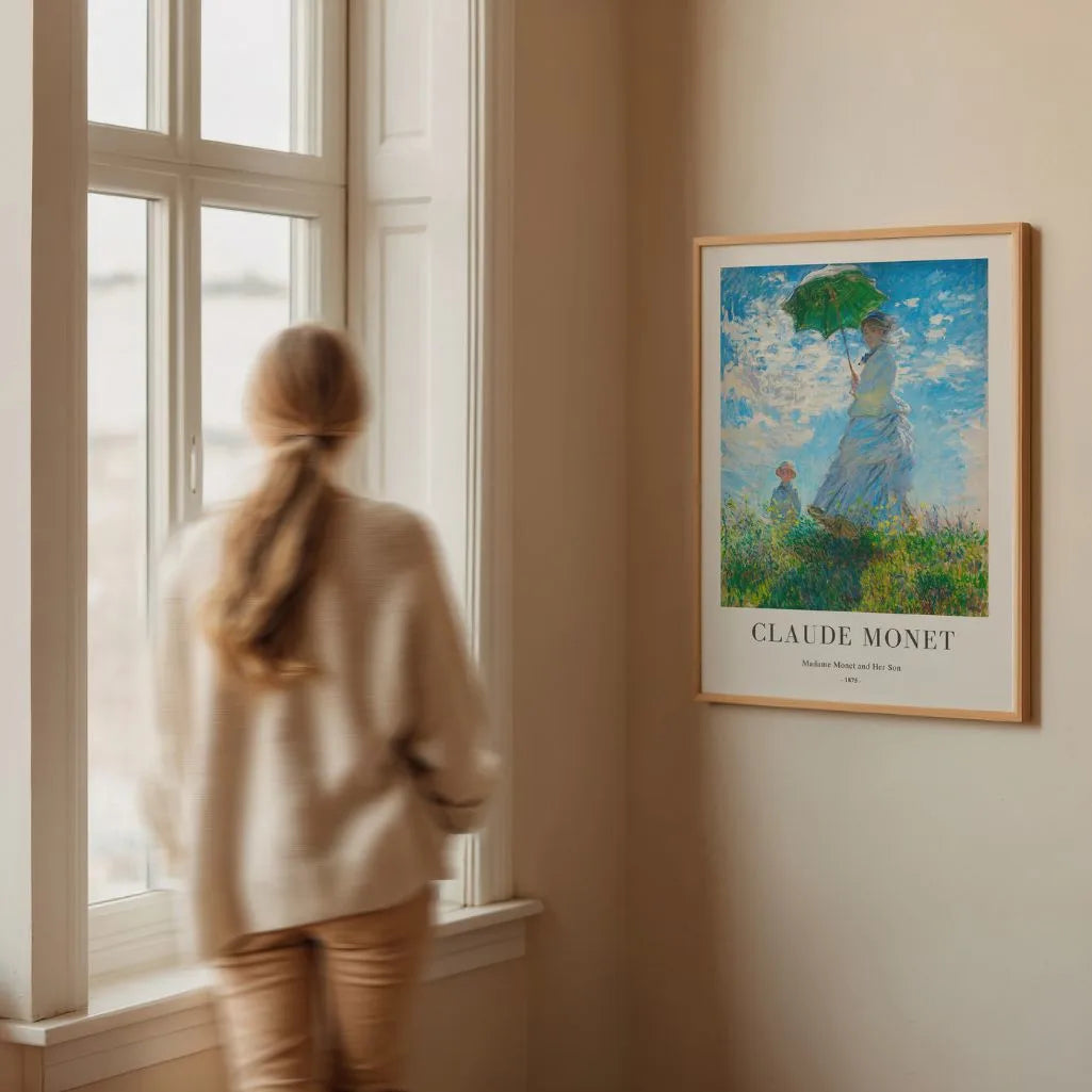 Claude Monet – Madame Monet z Parasolką Plakat 1875