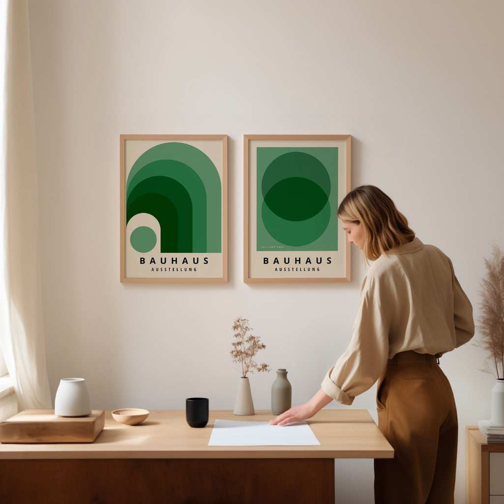 Bauhaus Green Poster Set of 2