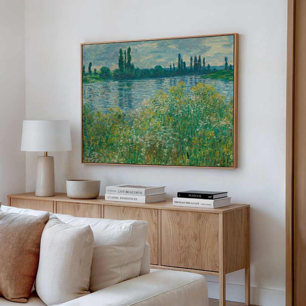 Obraz na płótnie w ramie - Brzegi Sekwany w Vétheuil