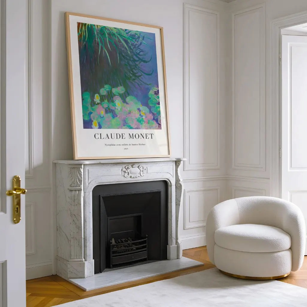 Claude Monet – Nenufary z odbiciami wysokich traw Plakat