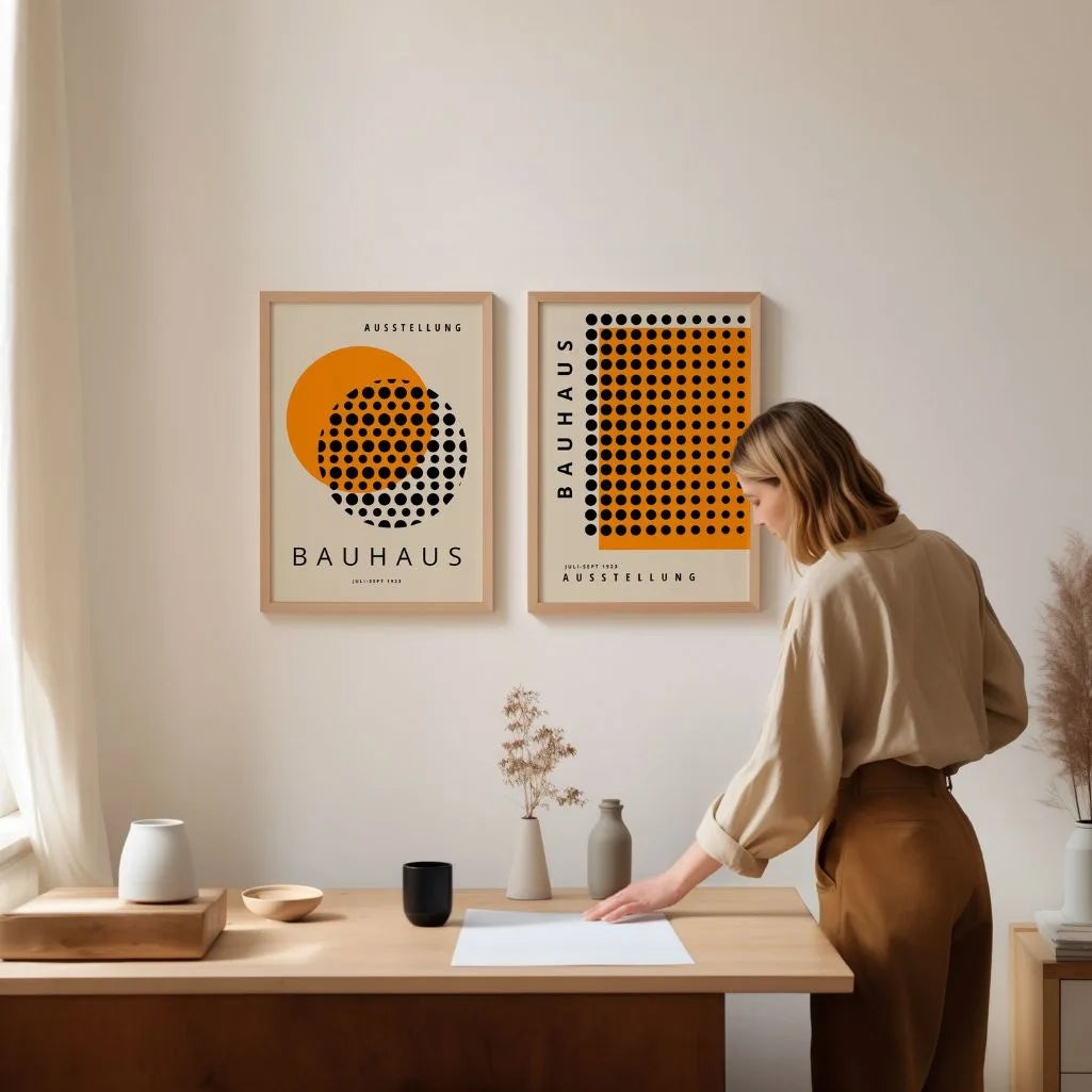 Bauhaus Czerń Pomarańcz – Zestaw 2 plakatów
