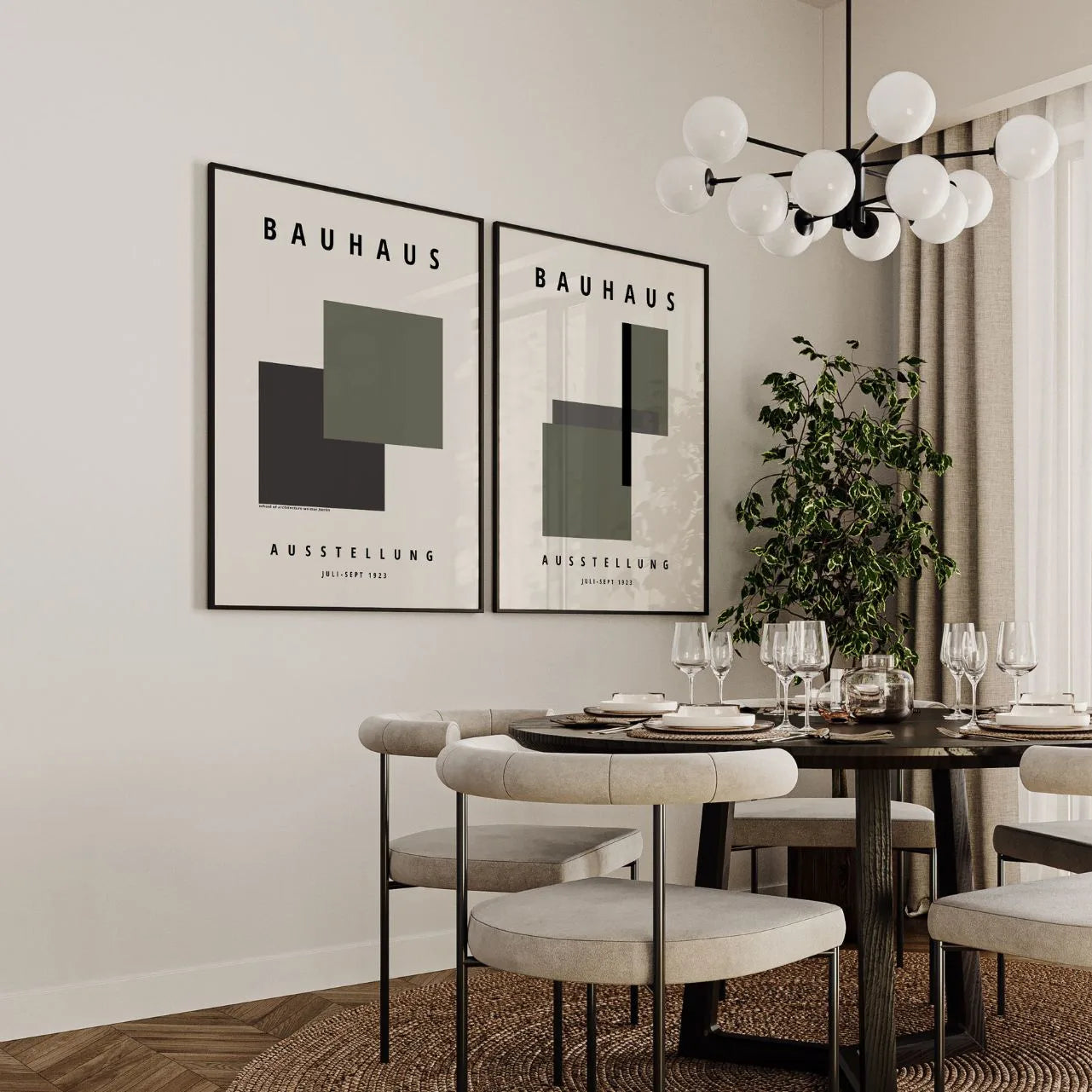 Bauhaus Zielony i grafit – Zestaw 2 plakatów