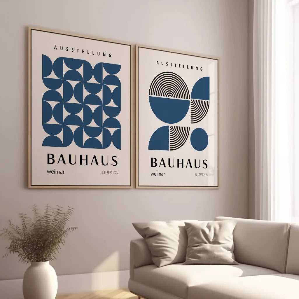 Bauhaus Navy Forms Poster Set of 2
