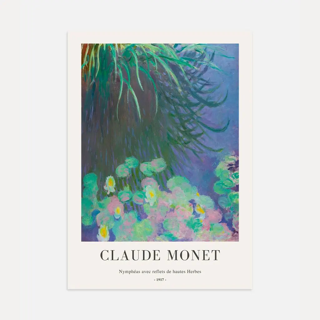 Claude Monet – Nenufary z odbiciami wysokich traw Plakat