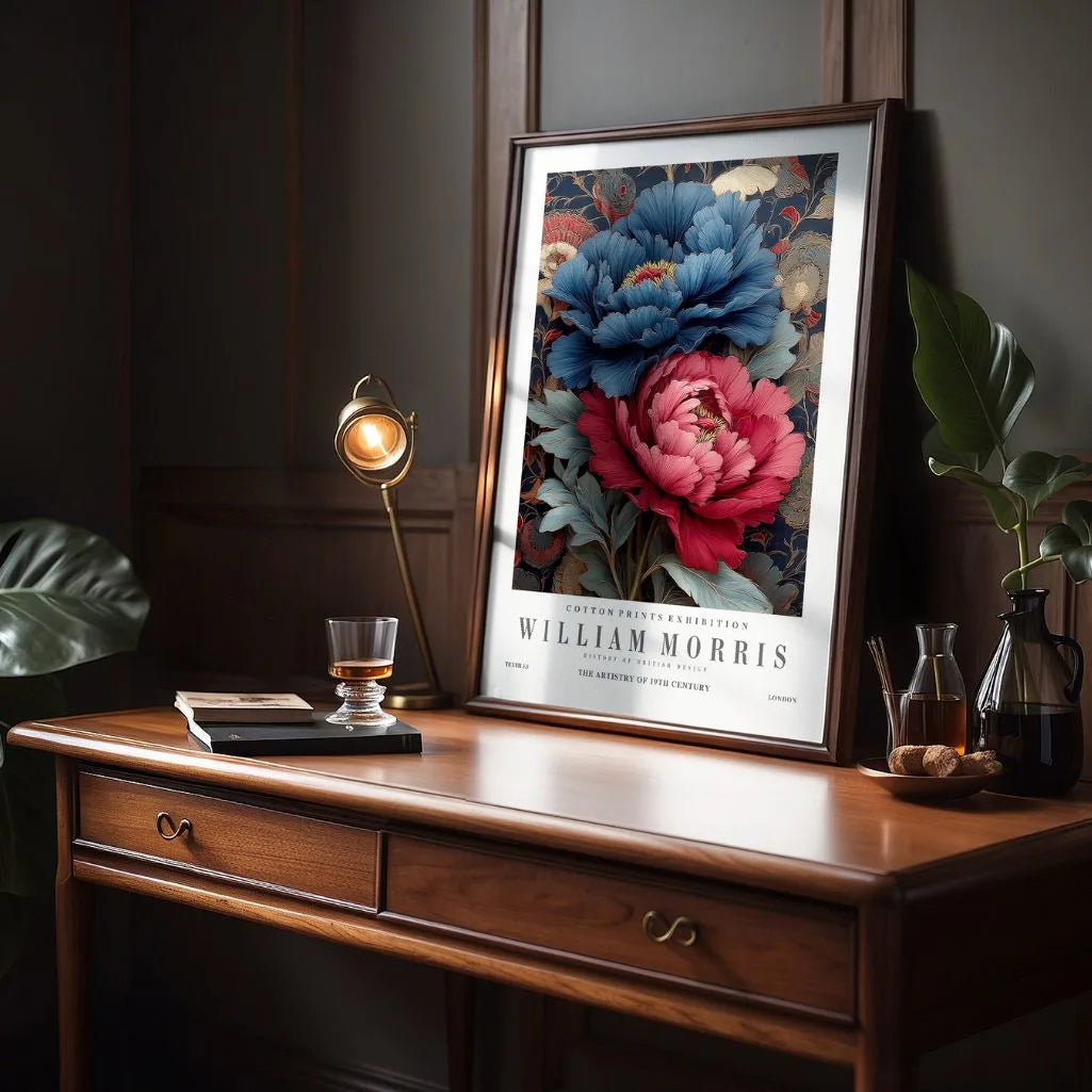 Plakat – Granatowe i Czerwone Kwiaty