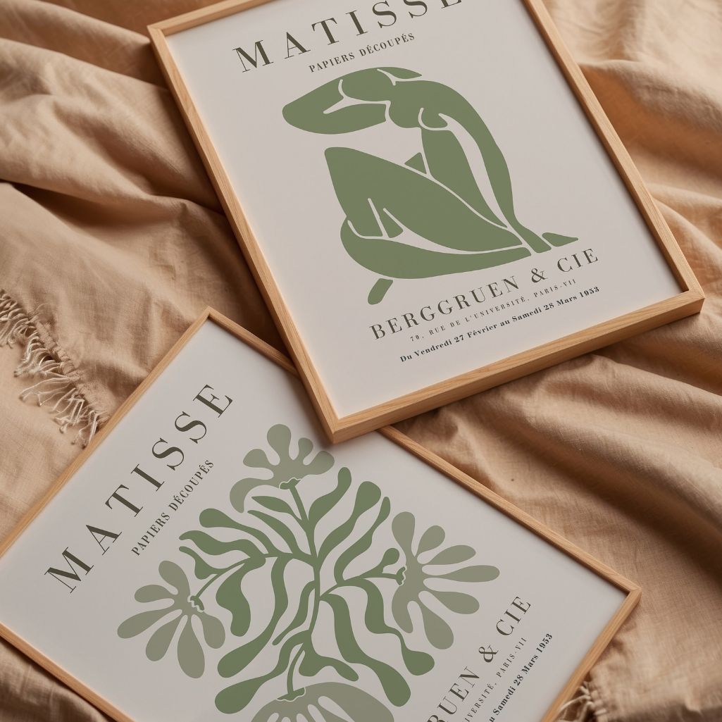 Matisse Green Abstract Cut-Outs Poster Set of 2