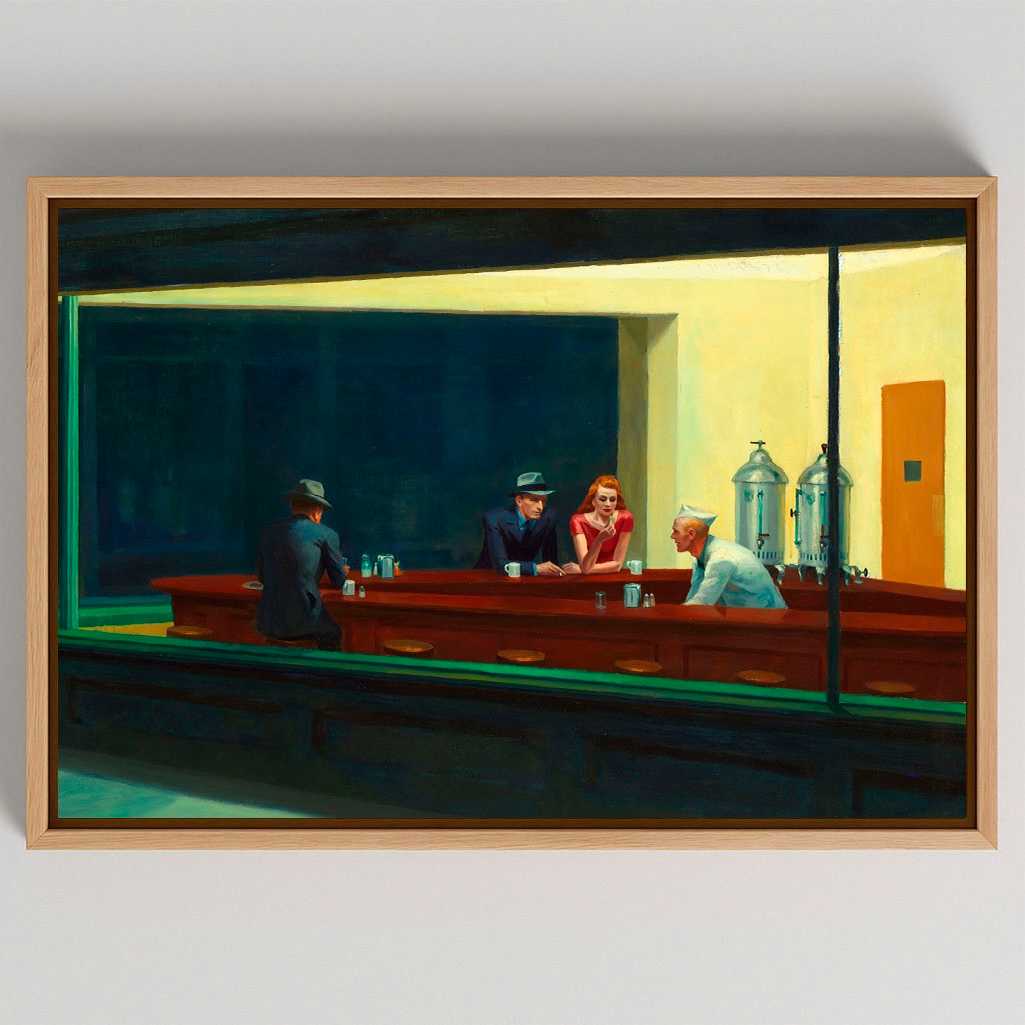 Obraz na płótnie w ramii – Edward Hopper „Nighthawks”, 1942