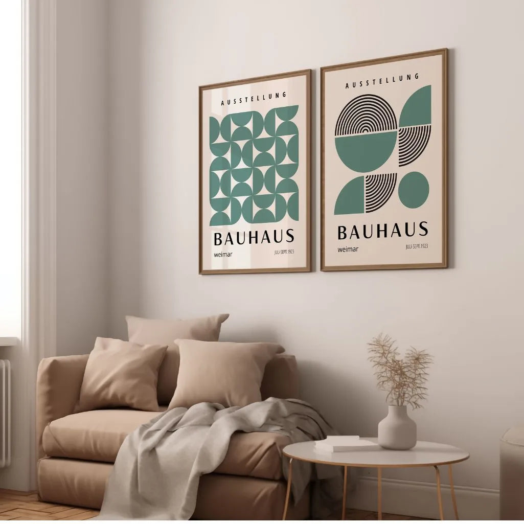 Bauhaus Mint Geometry Poster Set of 2