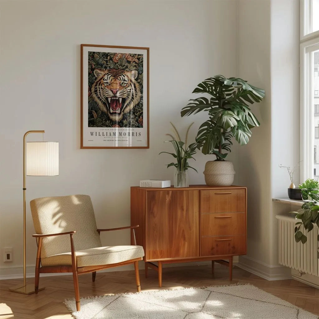 Plakat – Tygrys na Kwiecistym Tle