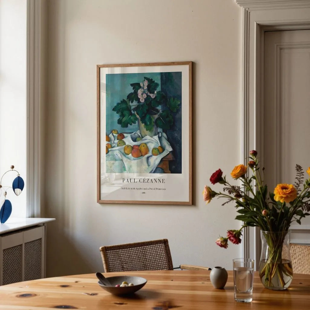 Paul Cézanne – Martwa natura z jabłkami i doniczką pierwiosnków Plakat