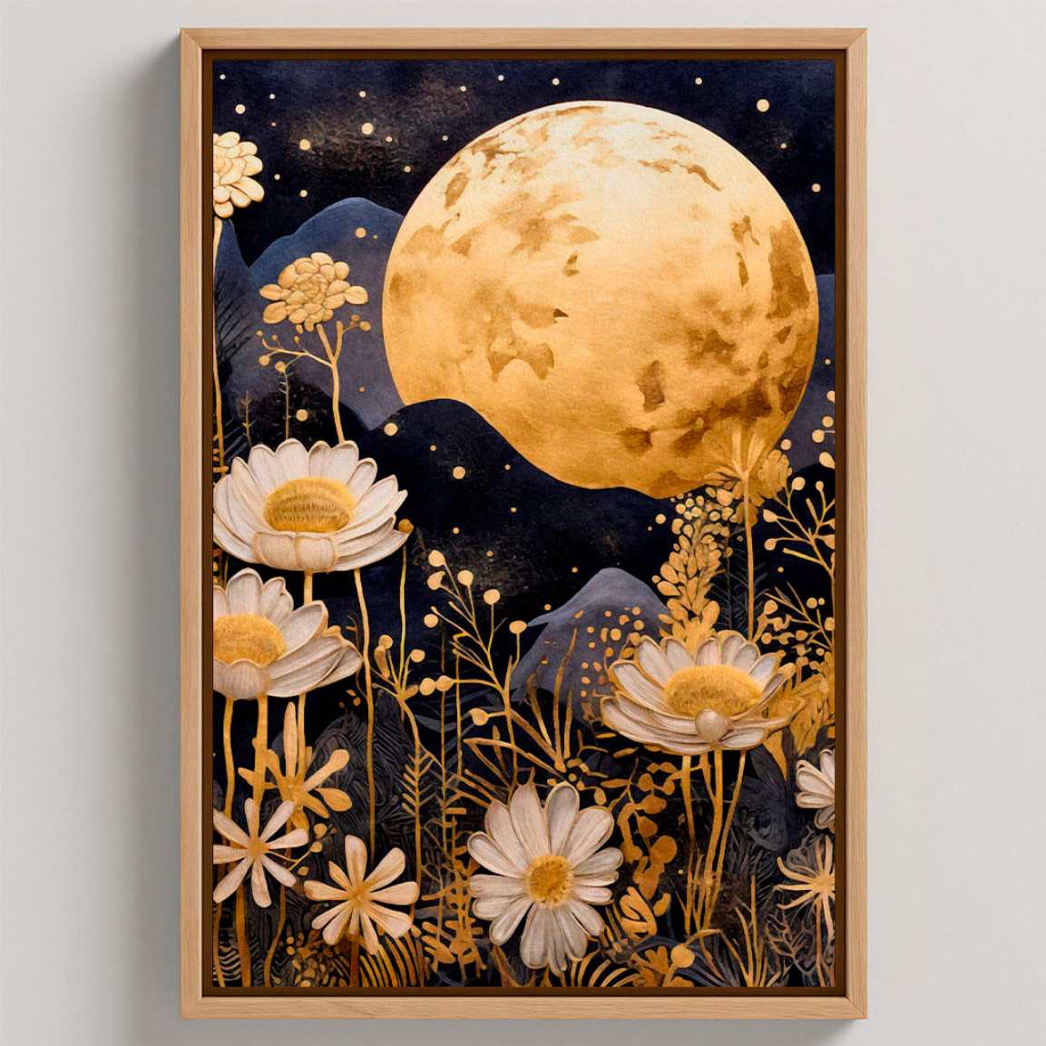 Obraz na płótnie w ramie - Japoński ogród księżycowy