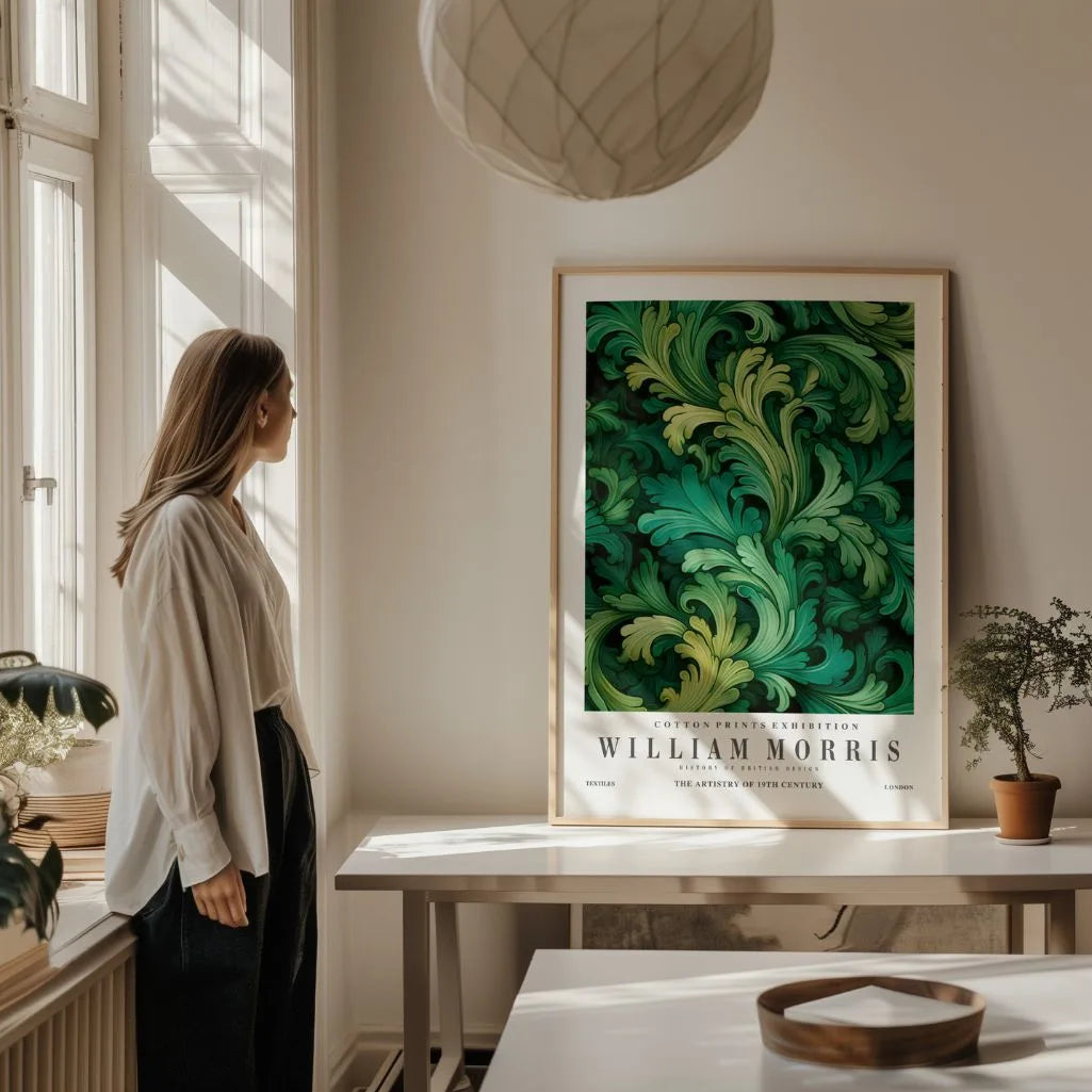 Plakat William Morris – Zielony Ornament Botaniczny