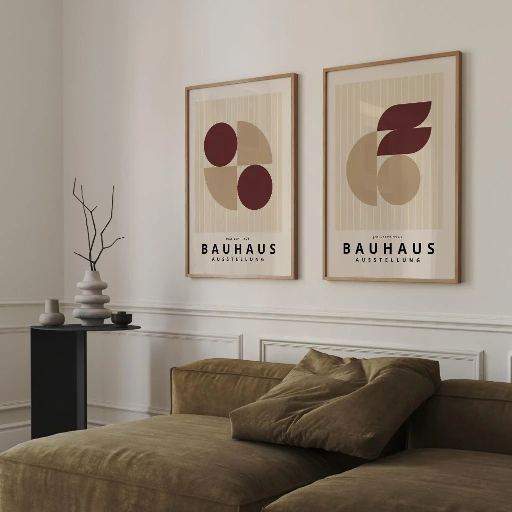 Bauhaus Burgund-Beż – Zestaw 2 plakatów