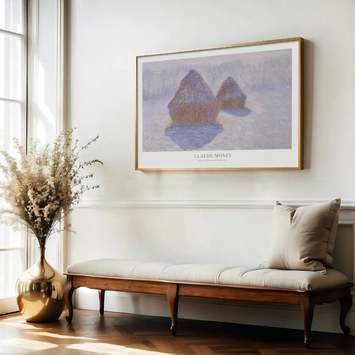 Plakat Claude Monet – Stogi siana, śnieg i słońce