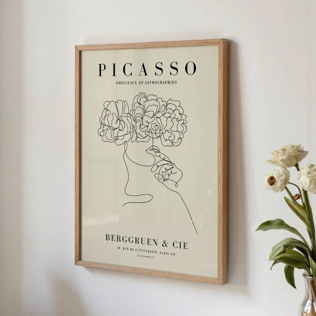 Plakat inspirowany twórczością Pablo Picasso – Liniowe kwiaty