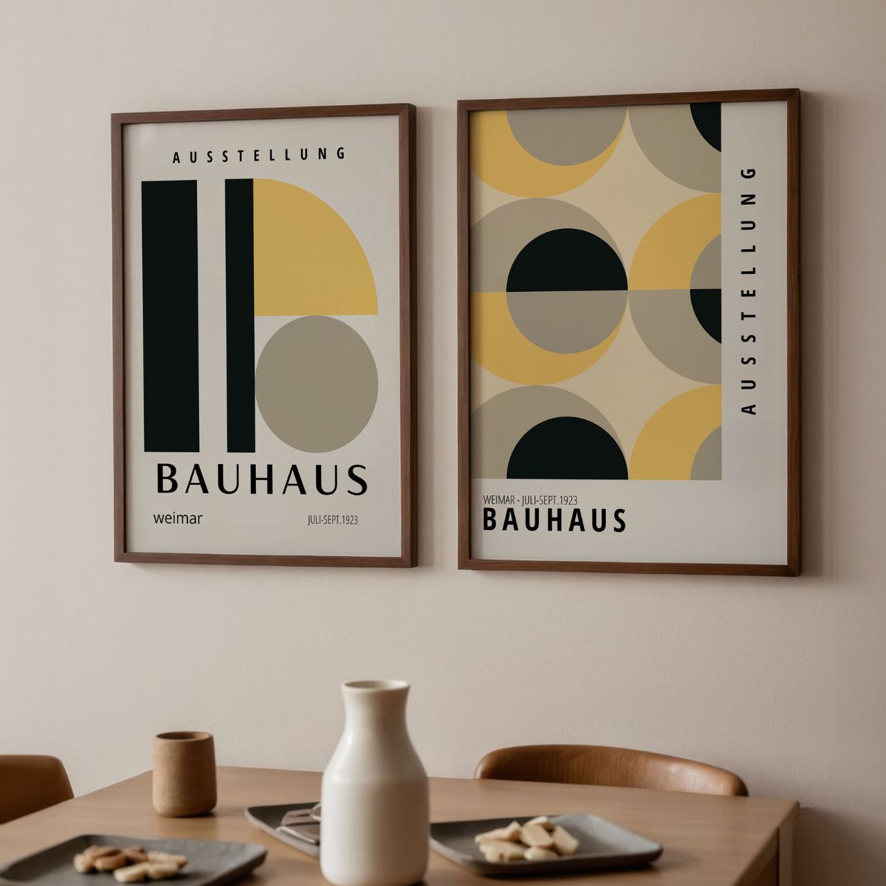 Bauhaus Yellow Beige Set of 2 Posters