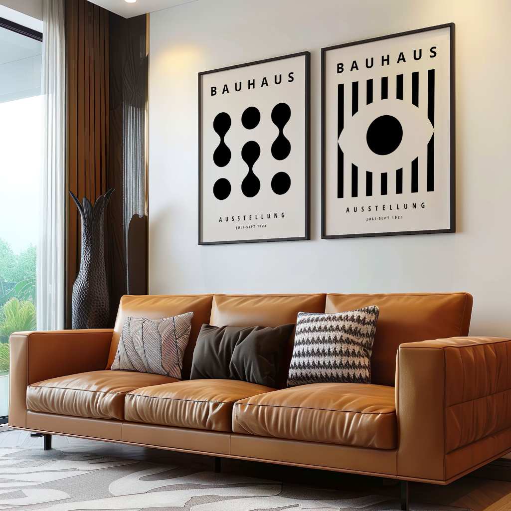 Bauhaus Czerń Beż Kontrast – Zestaw 2 plakatów