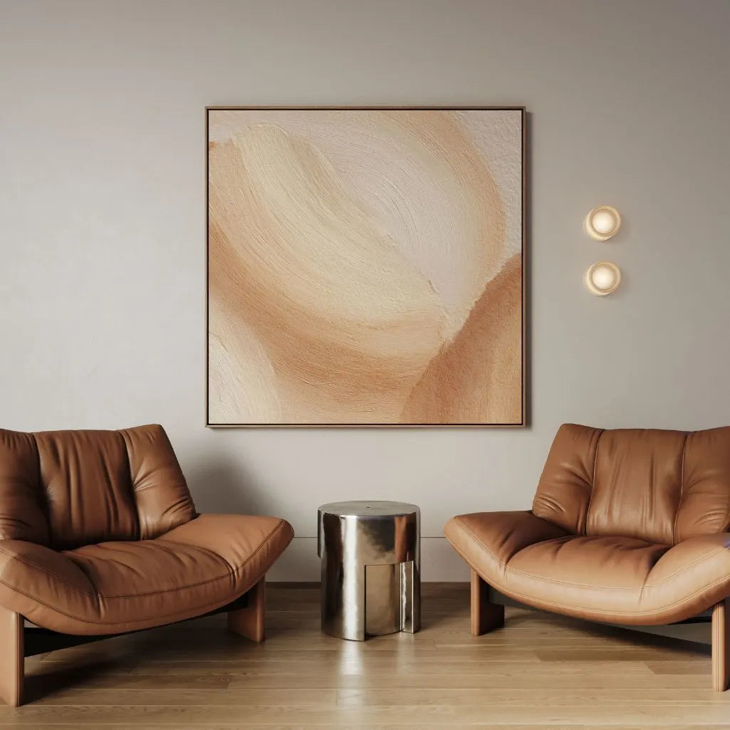 Obraz na płótnie w ramie – Beżowe fale