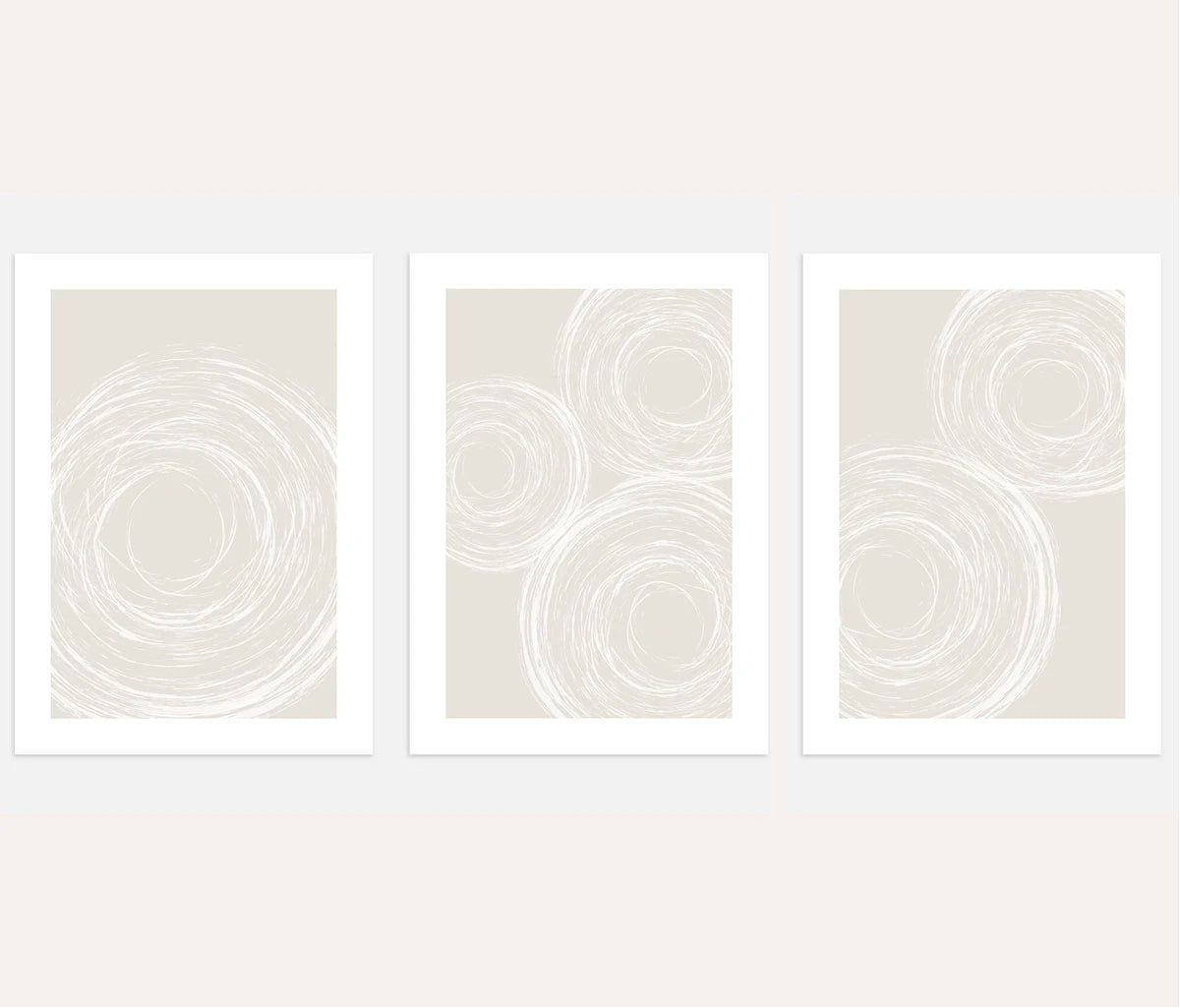 Minimalist Abstract Circle Art Prints - Set of 3 Neutral Wall Art