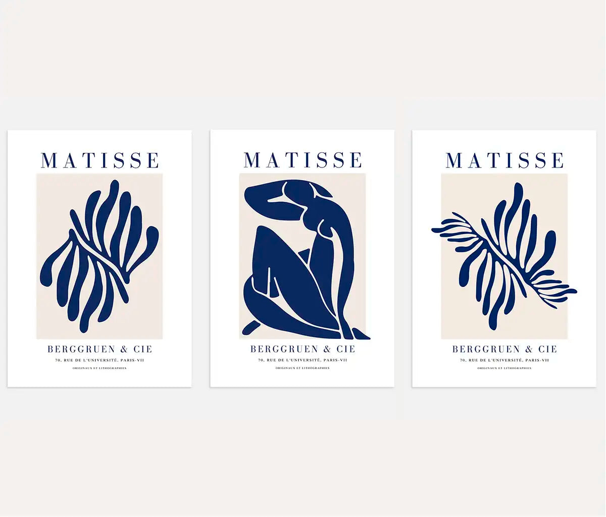 Henri Matisse Navy Beige Set of 3 Posters