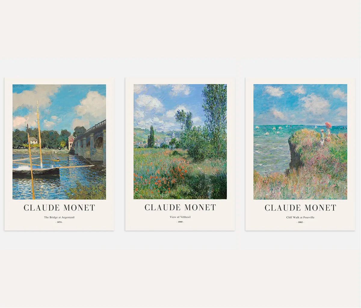 Claude Monet Paintings – Set of 3 Posters