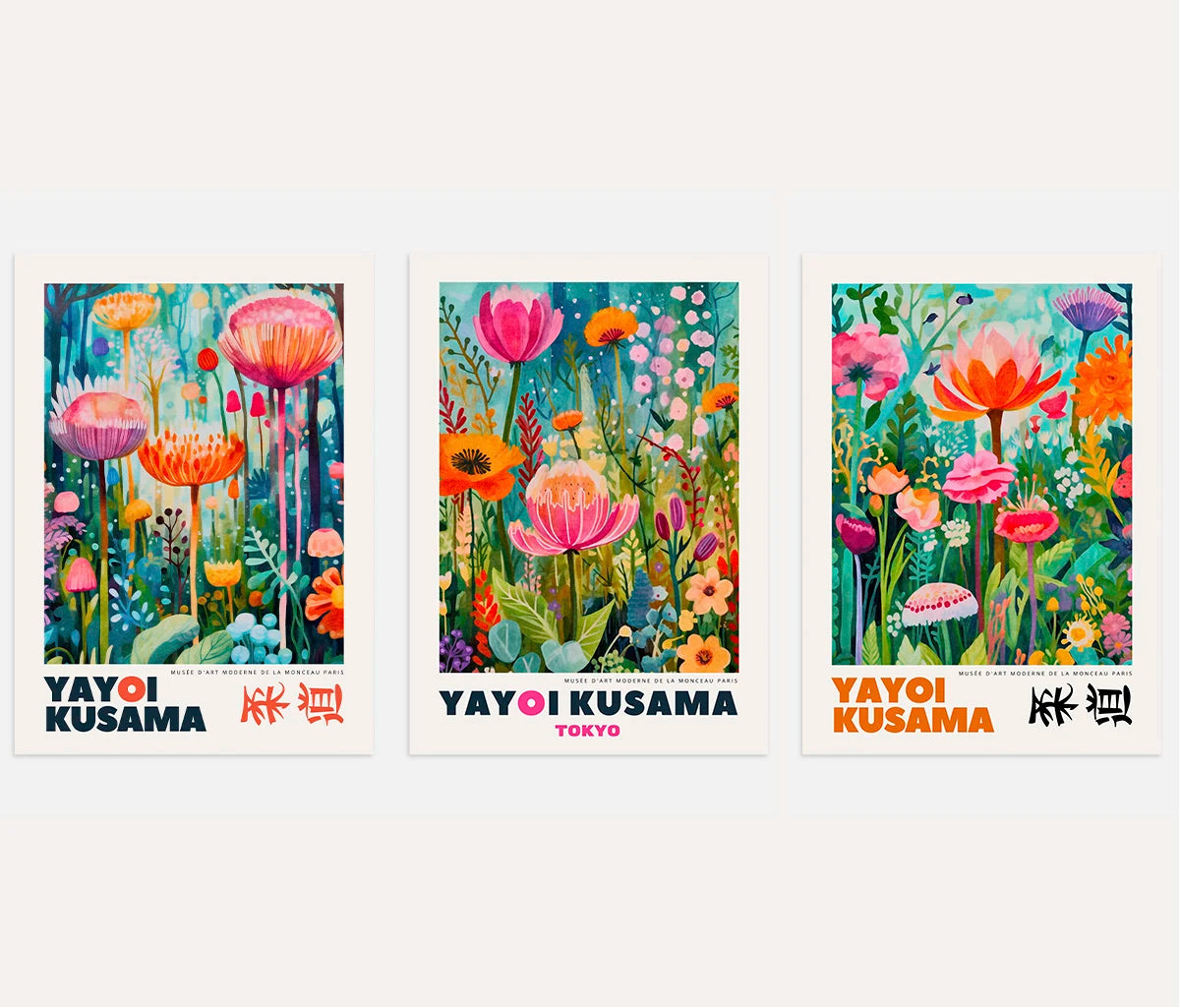 Japanese Floral Art Prints Set of 3 - Inspired Botanical Wall Art