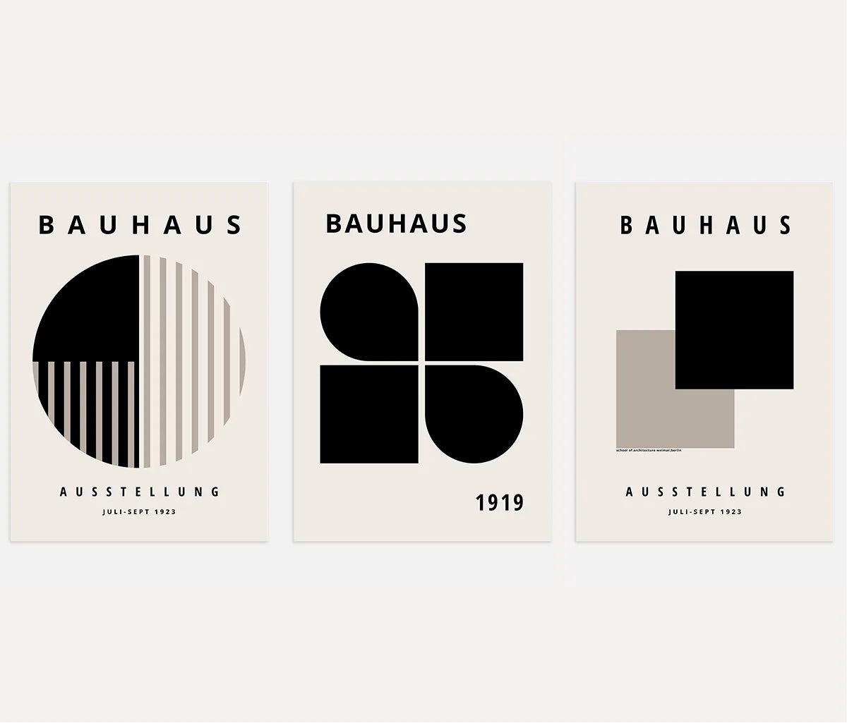 Bauhaus Weimar Construction Contrast Set of 3 Posters