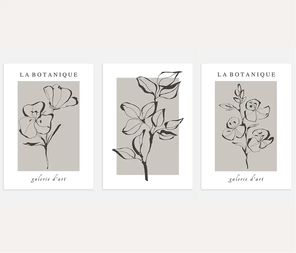 La Botanique Line Art Prints – Neutral Botanical Set of 3